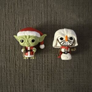 2022 - 2 Funko Pocket Pop‎ Star Wars Christmas Holiday Vinyl Figures Yoda/ Darth